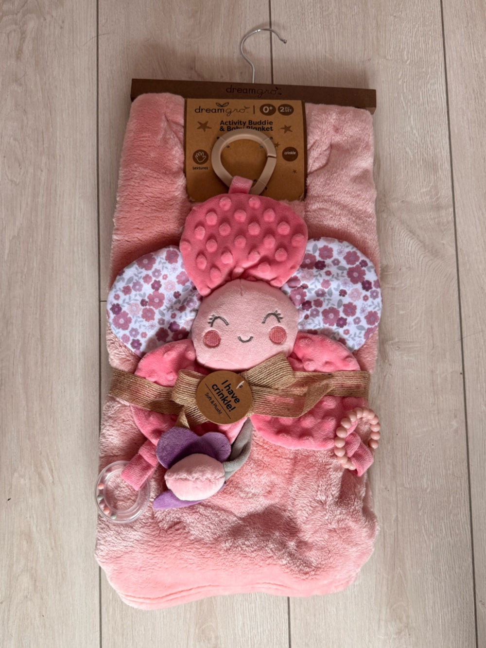 Pink Activity Buddie & Blanket - Plush Baby Comfort Set